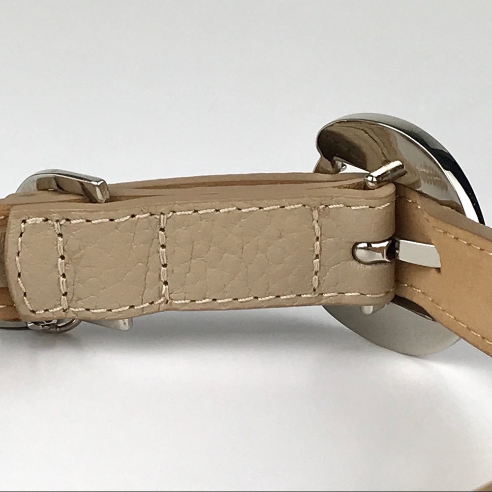 MOSHIQA Beige Leather Silver Chain Dog Collar M Frenchie Luxury Designer Pet Y2K - Picture 10 of 16